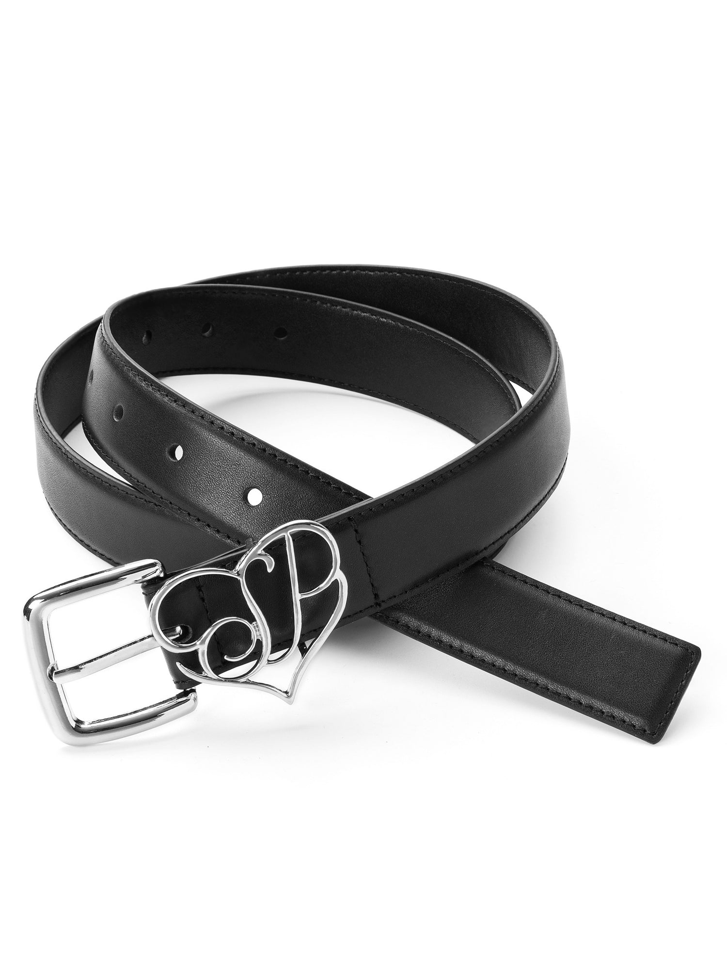 Ceinture rétro de logo à la peau de vache