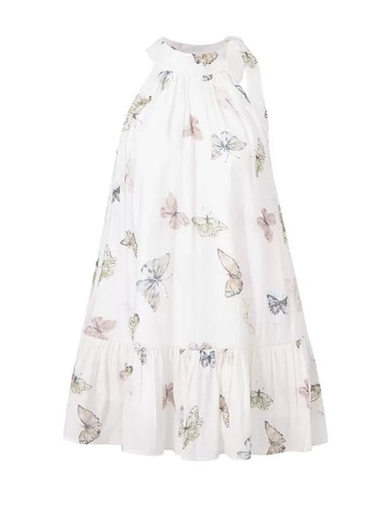 Butterfly Print American Sleeve Swing Doll One-piece