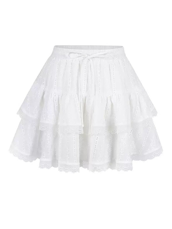 Hollow Lace Double Layer Cake Skirt