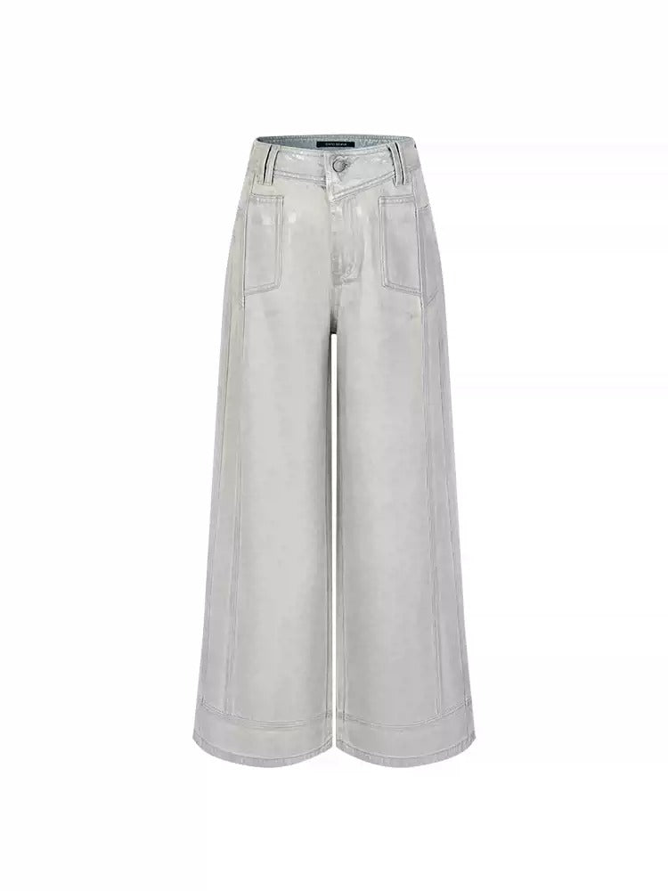 Silver Loose econstructed Wide-leg Jeans