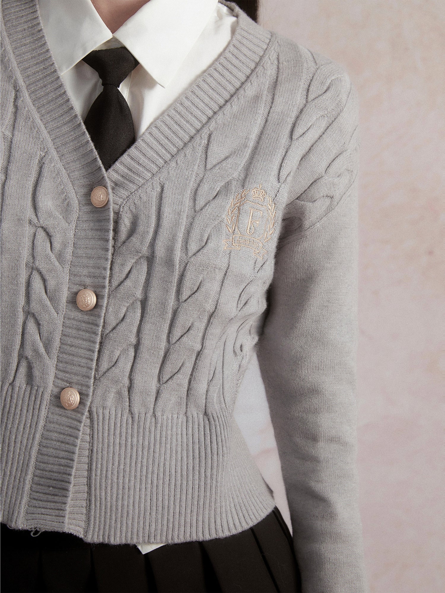 College Style Cable Knitted Cardigan – ARCANA ARCHIVE
