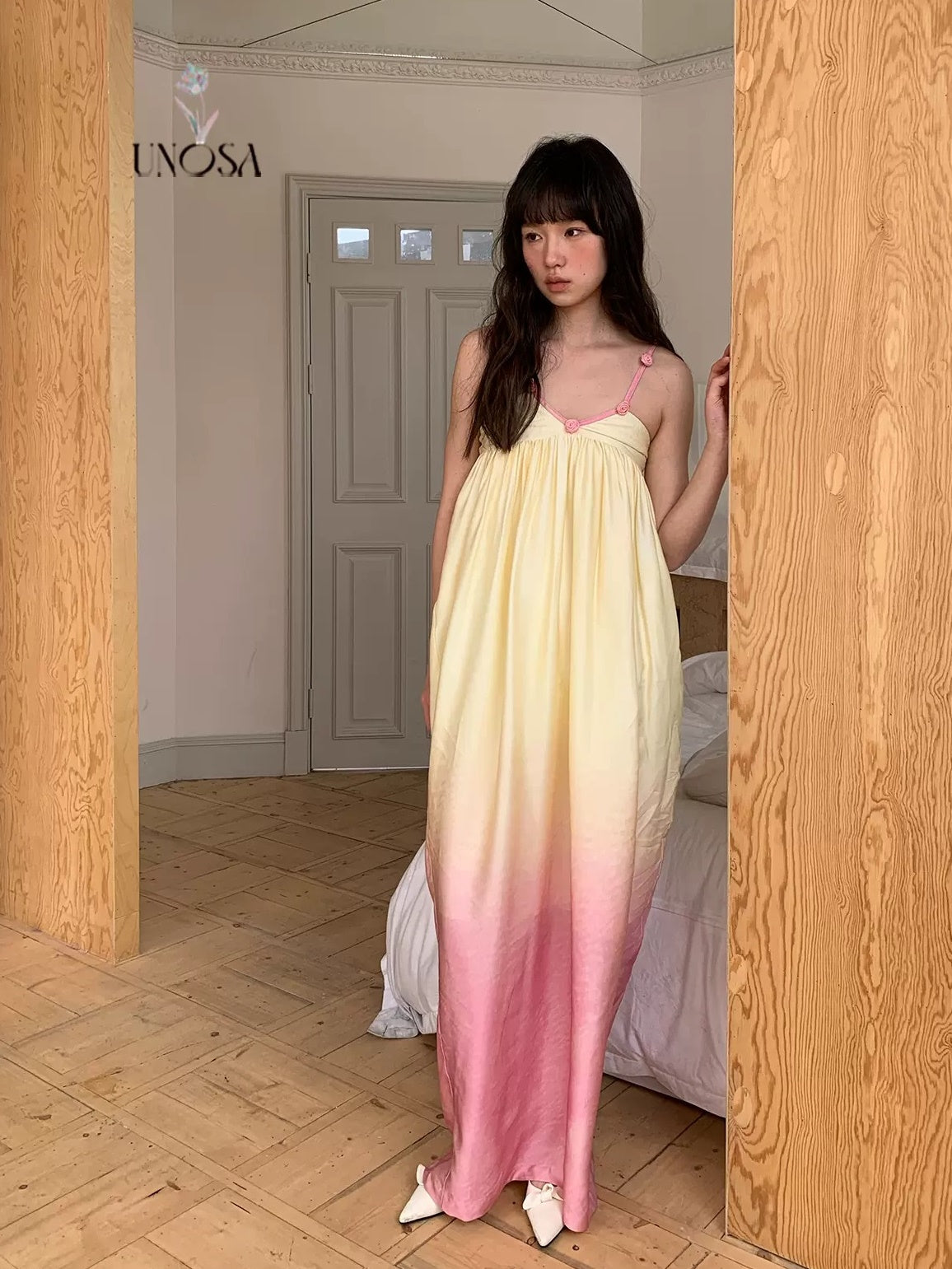 Gradient atmosphérique fleur de fleurs de vacances robe longue