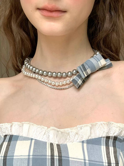 Bow Multi-layer Pearl Necklace