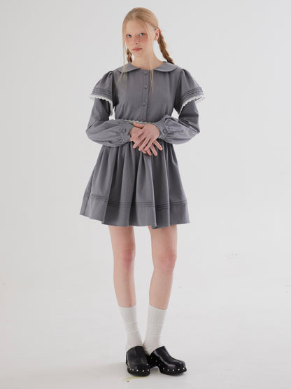 Doll Collar Layered Sleeve Dress