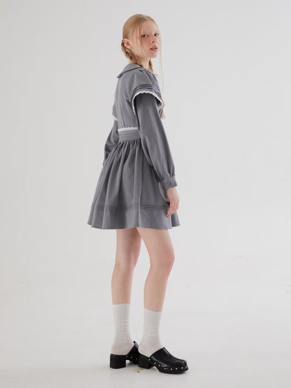 Doll Collar Layered Sleeve Dress