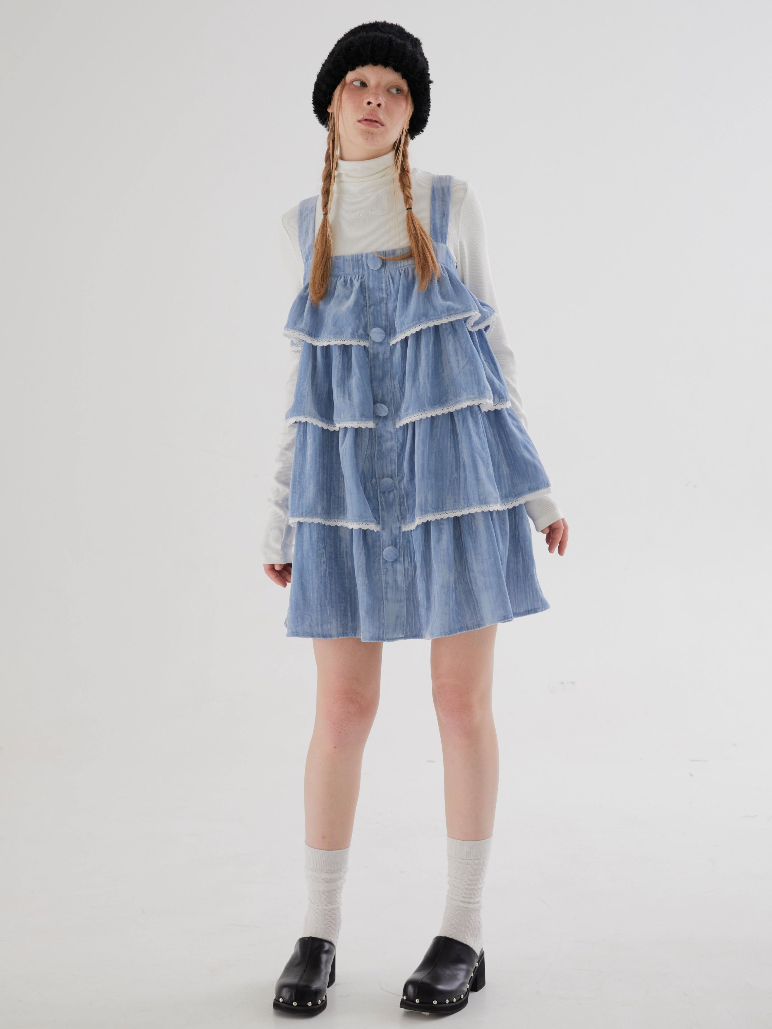 Velvet Cake Suspender Skirt