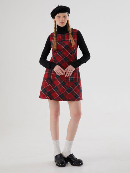 Plaid Sleeveless A-line One-piece