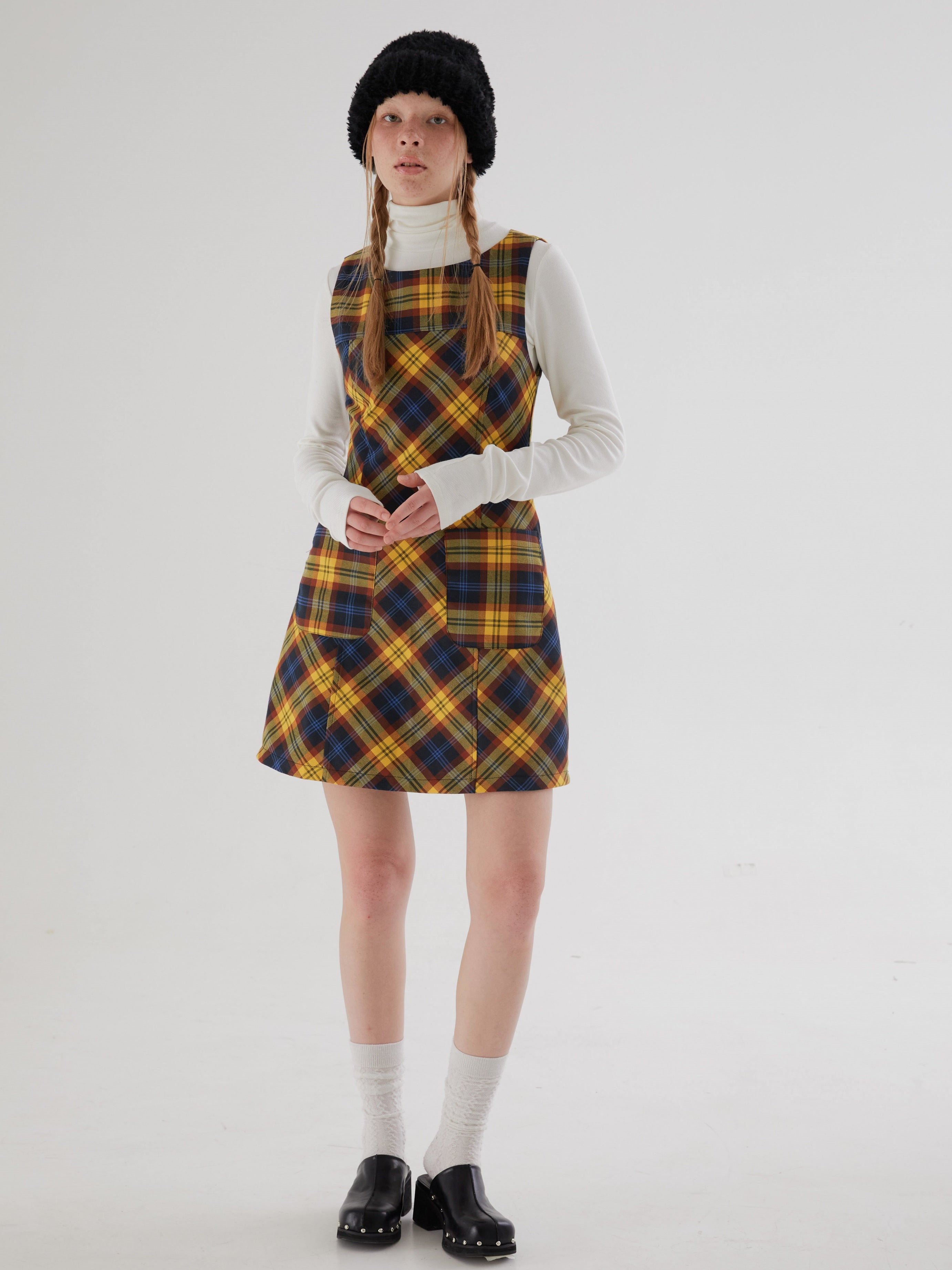 Plaid Sleeveless A-line One-piece – ARCANA ARCHIVE