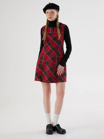 Plaid Sleeveless A-line One-piece