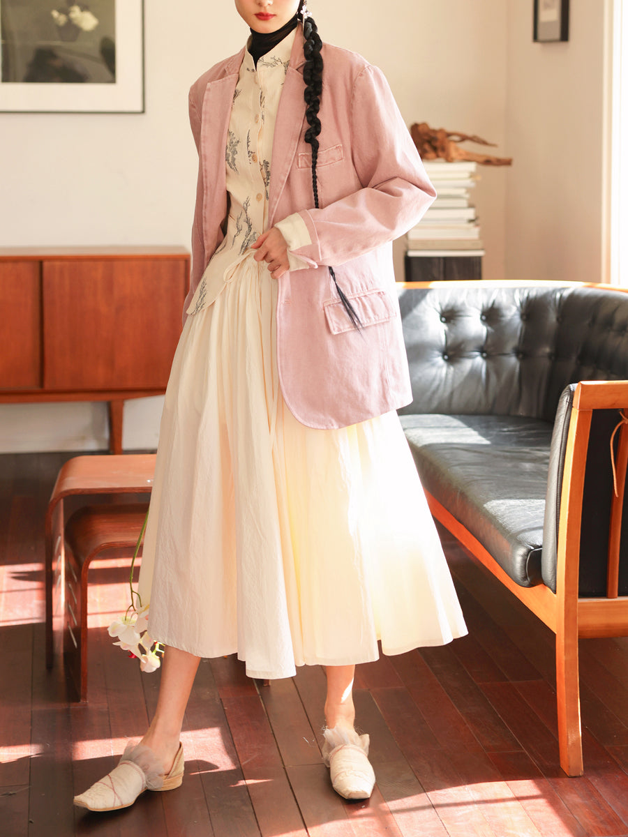 Fluffily Natural Classy Long-Skirt