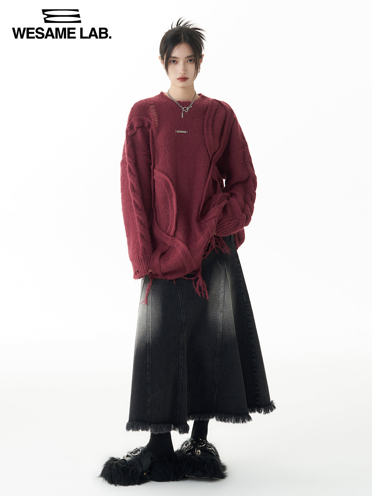 Oversize Damage Loose Knit