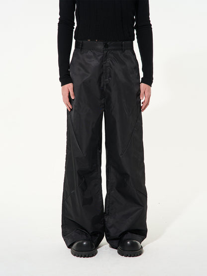 Leather Mix Loose Cool Pants