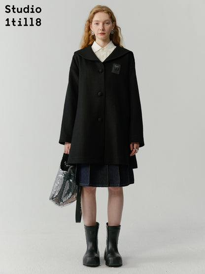 Sailor-collar Long College Coat