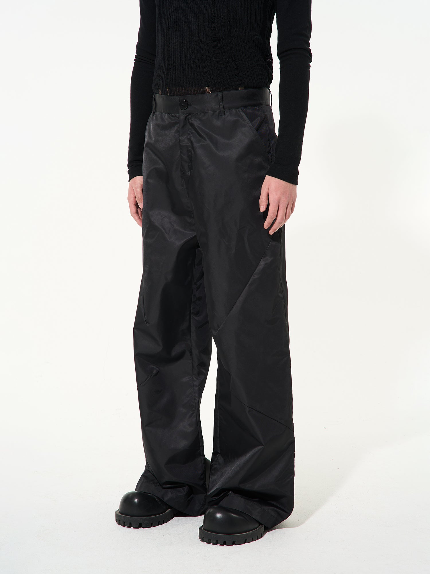 Leather Mix Loose Cool Pants