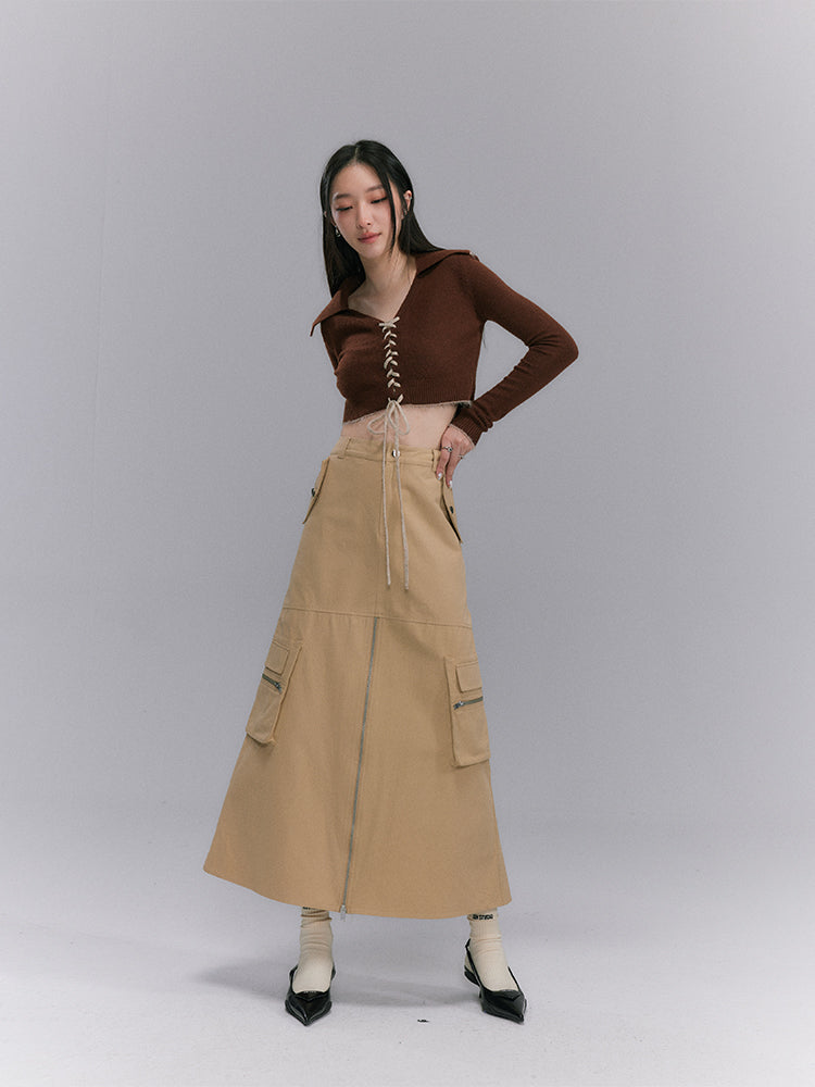 Trench Long Cichi Pocket Zipper Skirt