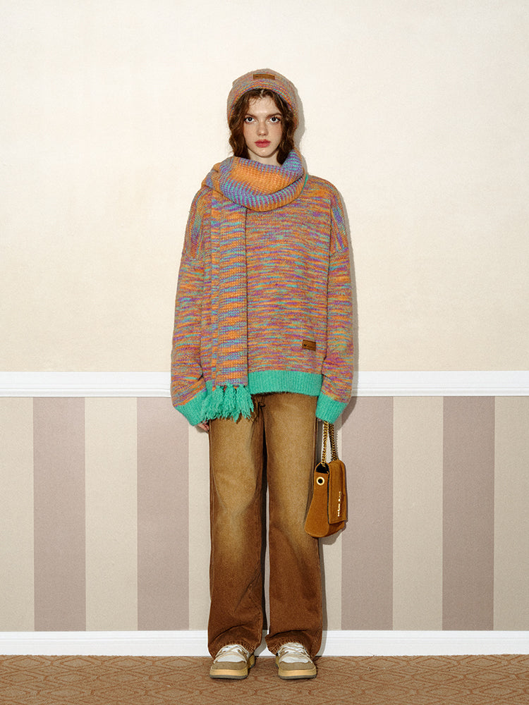 Colorful Casual Muffler＆Knit-hat