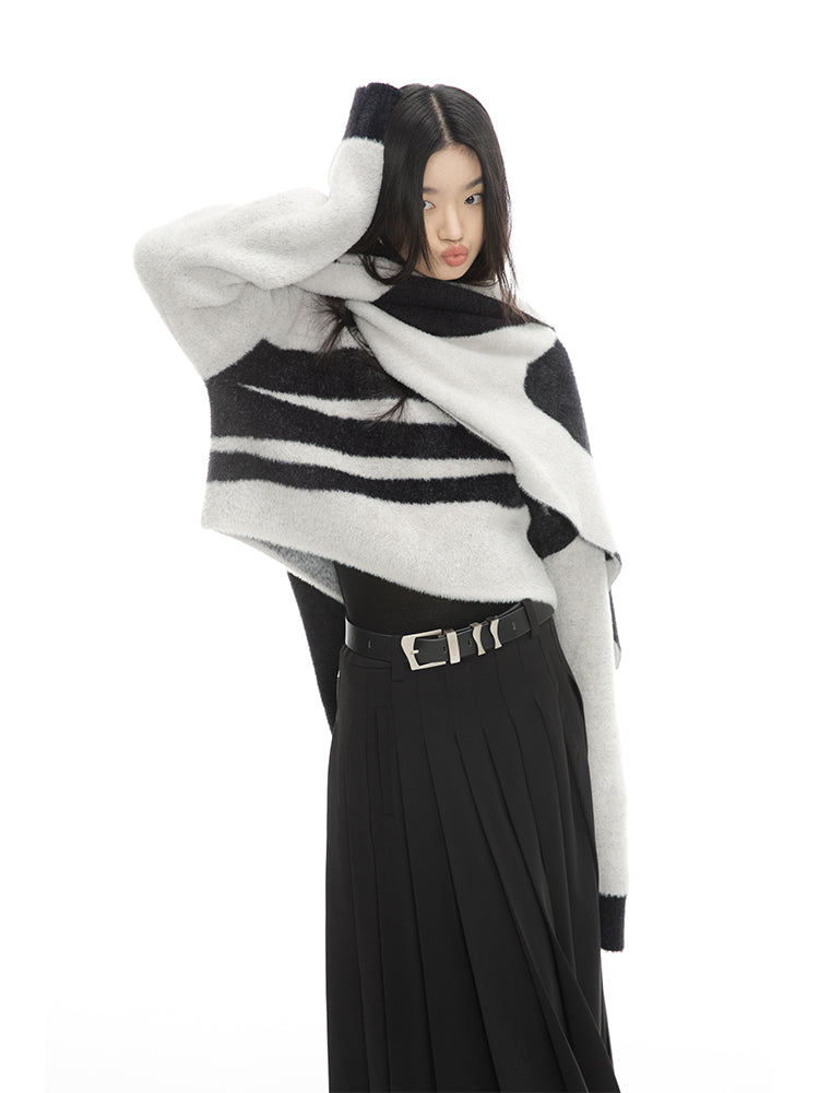 Chic Monotone Border Knit