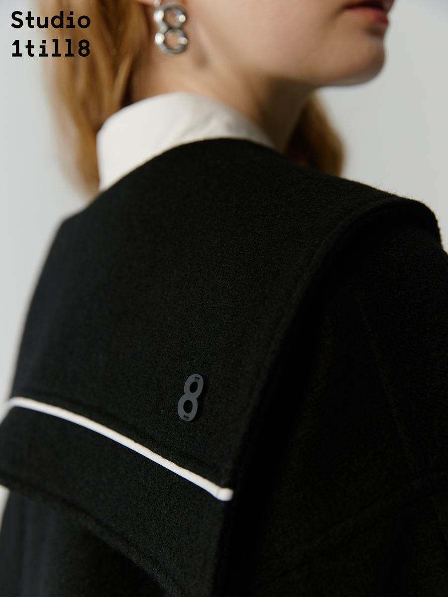 Sailor-Collar Long College Coat