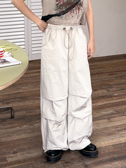 DRAWSTRING STRAIGHT LOOSE CASUAL CARGO-PANTS