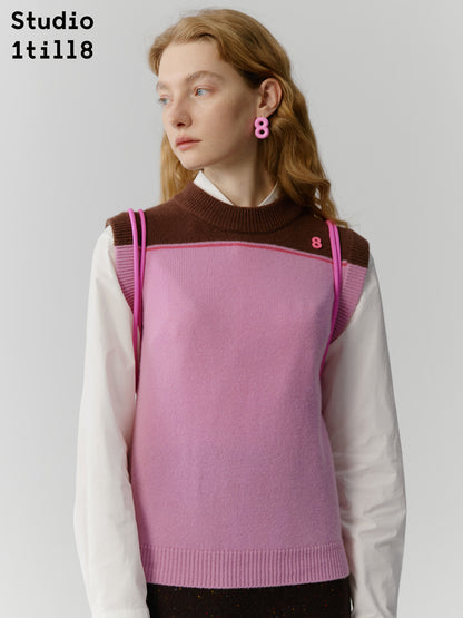 Bi-Color Retro Knit Vest