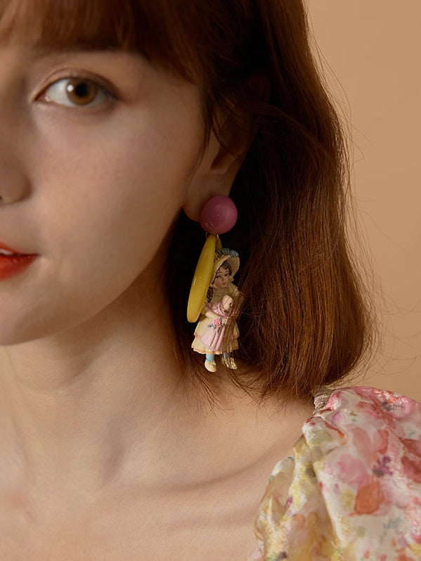 Antique Doll French Retro Earrings