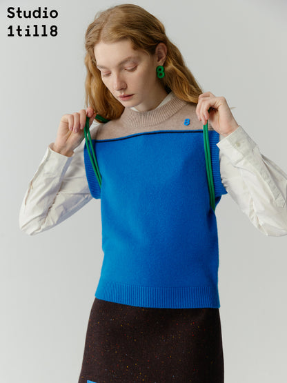 Gilet en tricot rétro bi-couleur