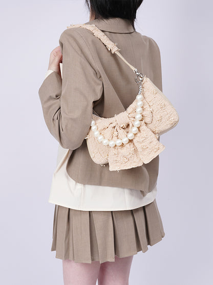 Compact Pearl Ribbon Feminine Bag