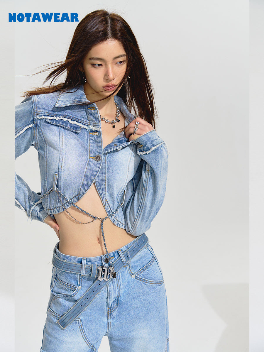 Cropped Casual Handsome Denim-Tops