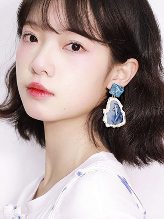 Ice Ocean Dolphin Earrings