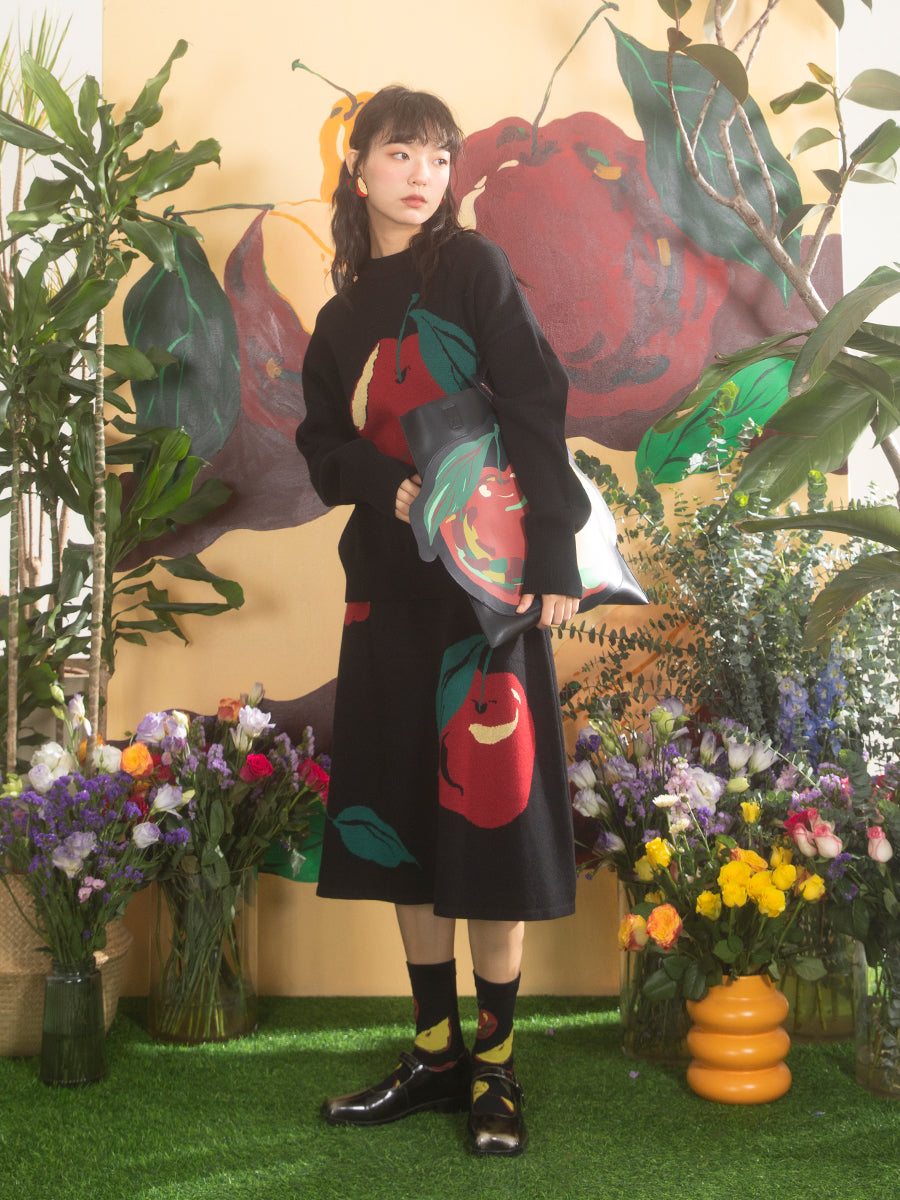 Apple Nichi Retro Knit Tops＆Skirt