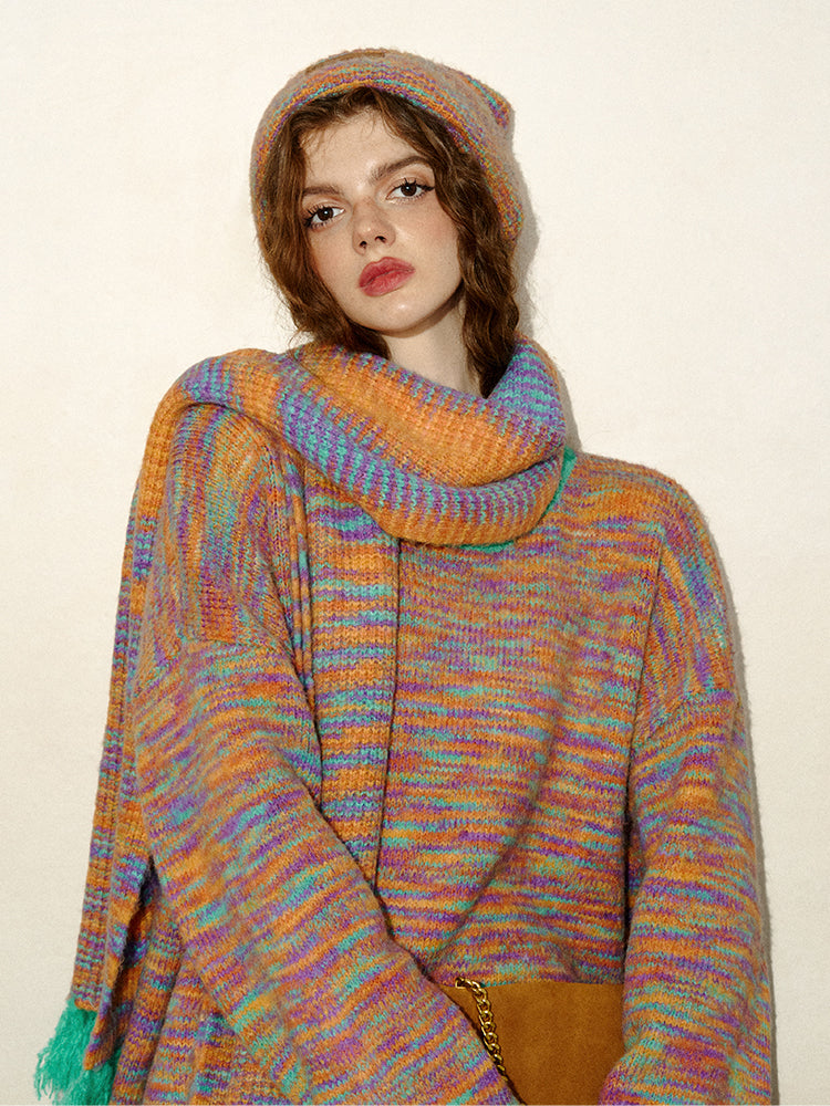 Colorful Casual Muffler＆Knit-hat