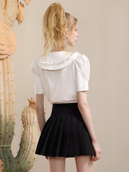 PLEATS BIJOU SHORT PLAIN SKIRT