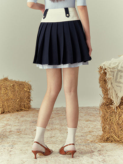 UNIQUE LRAYERE PLEATS SKIRT SKIRT