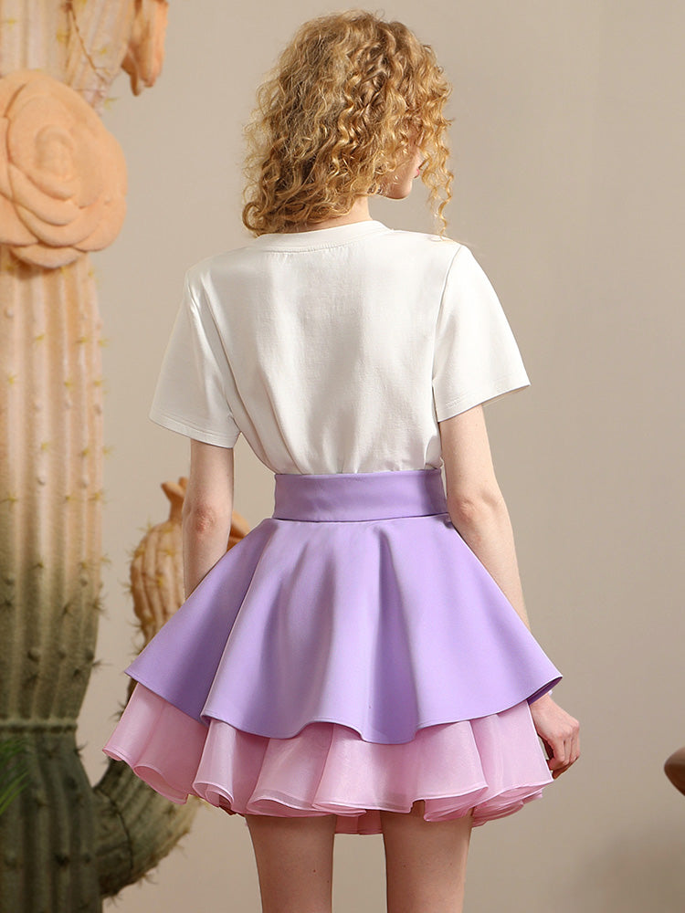 Girly Lace Frill Layered Sute Retro T-Shirt &amp; Skirt