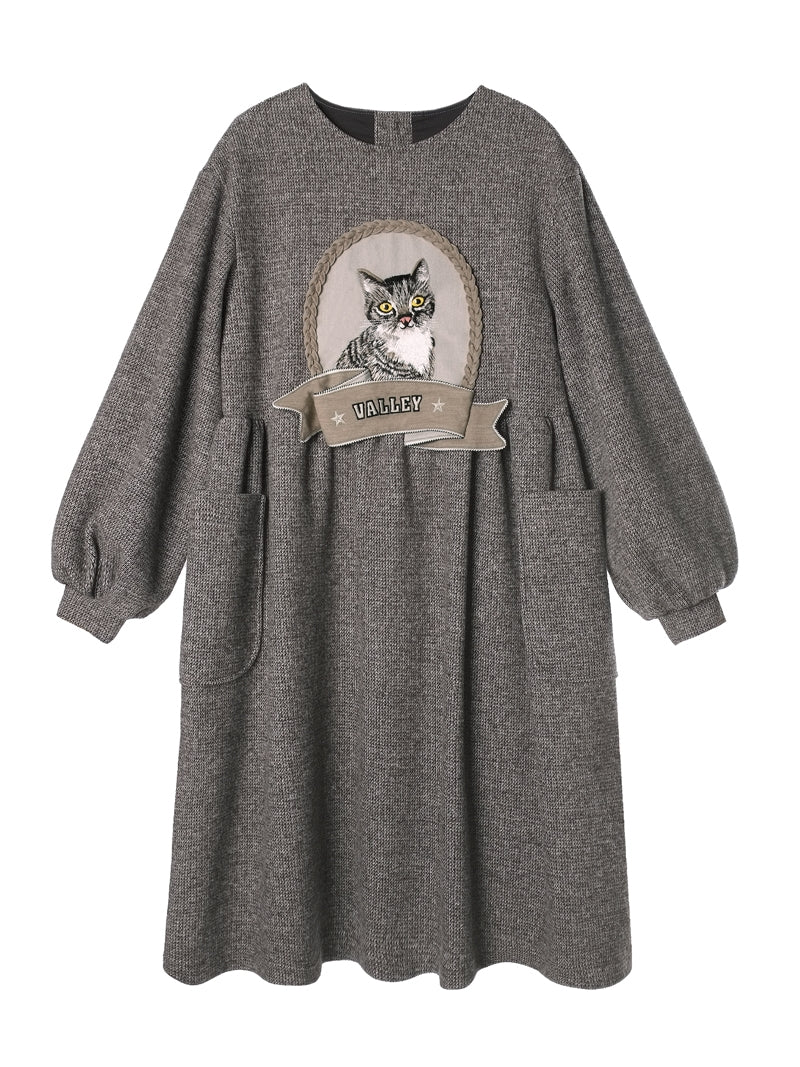 Three-dimensional Cat Fluffy Retro One-piece