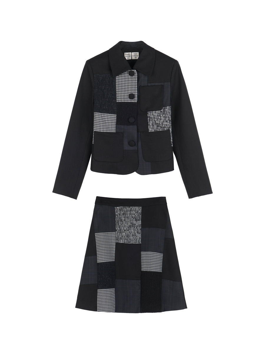 CHECKED NICHI MULTI MODERN JACKET &amp; SKIRT