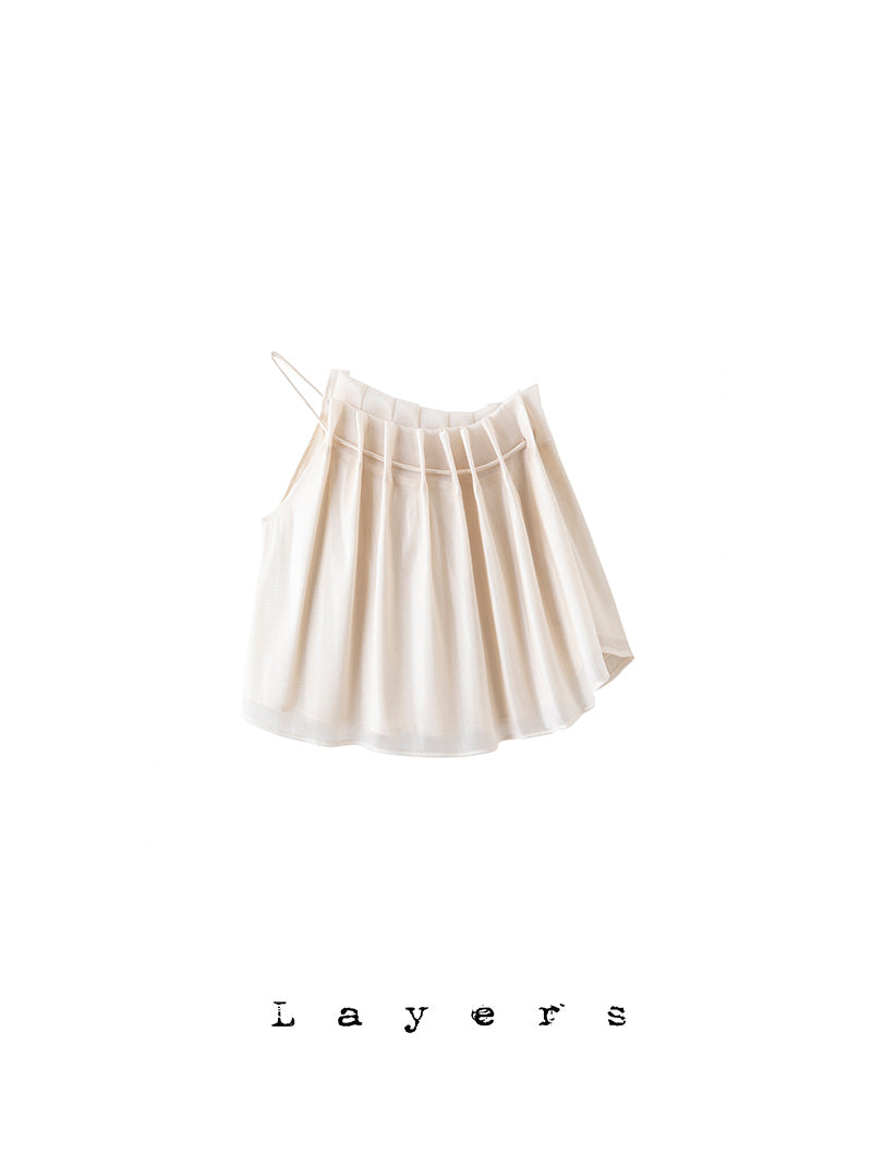 Asymmetry Glossy High-end Pleats Tops