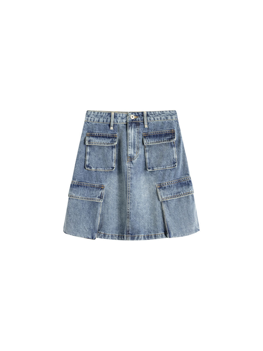 Denim Short Casual Pocket Skirt