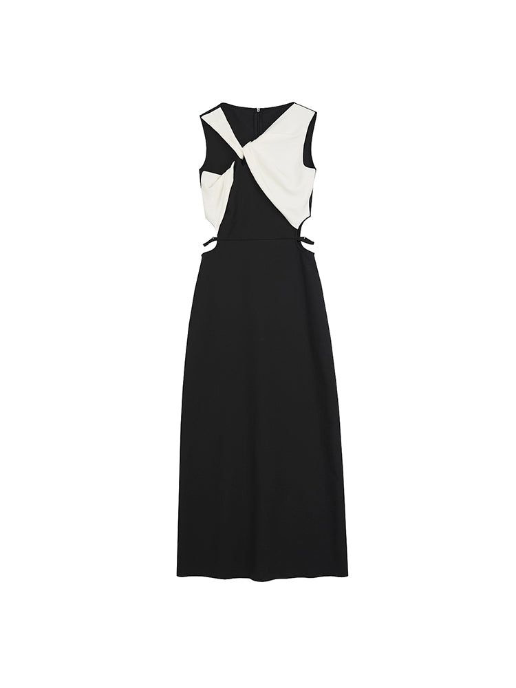 Cross Side-cut Sexy Classy Chic Monotone Long-One-piece