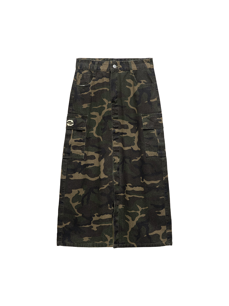 Camouflage Casual Retro Gaudy Long-Skirt