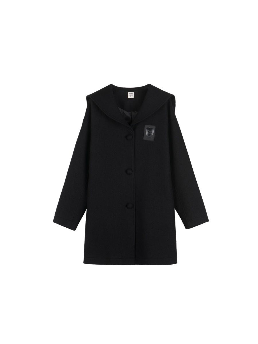 Sailor-collar Long College Coat