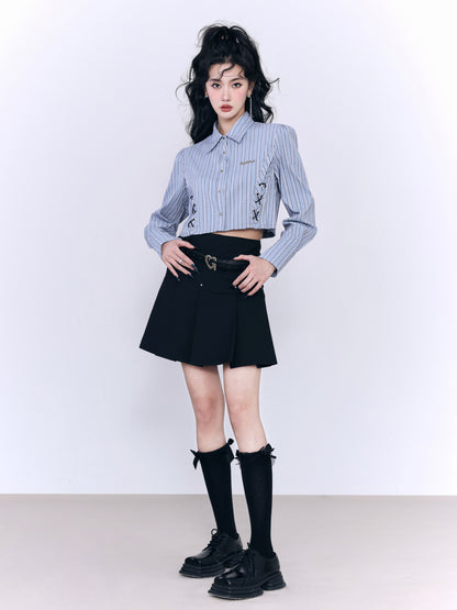 College Casual Short Shirt＆Skirt