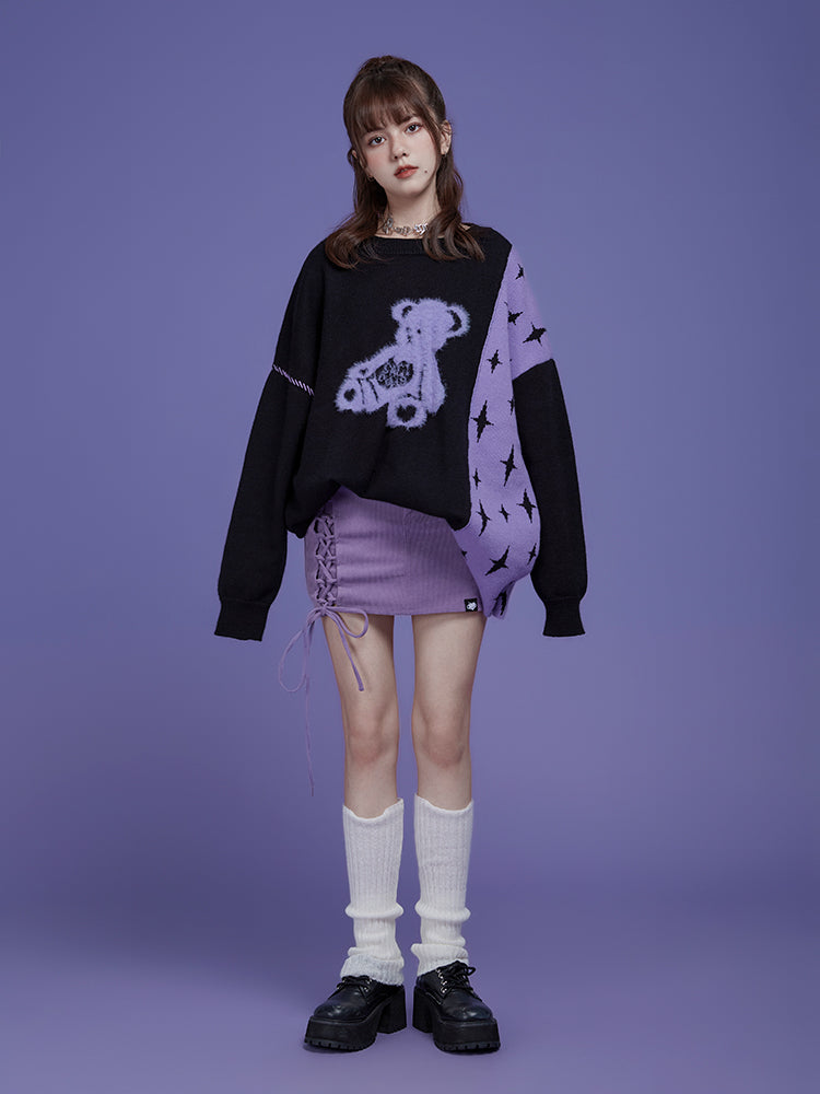 Oversize Bear Star Asymmetry Knit