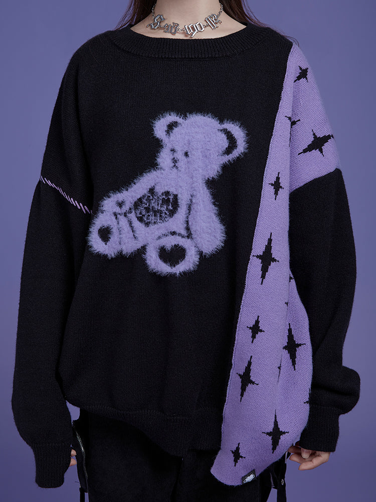 Oversize Bear Star Asymmetry Knit