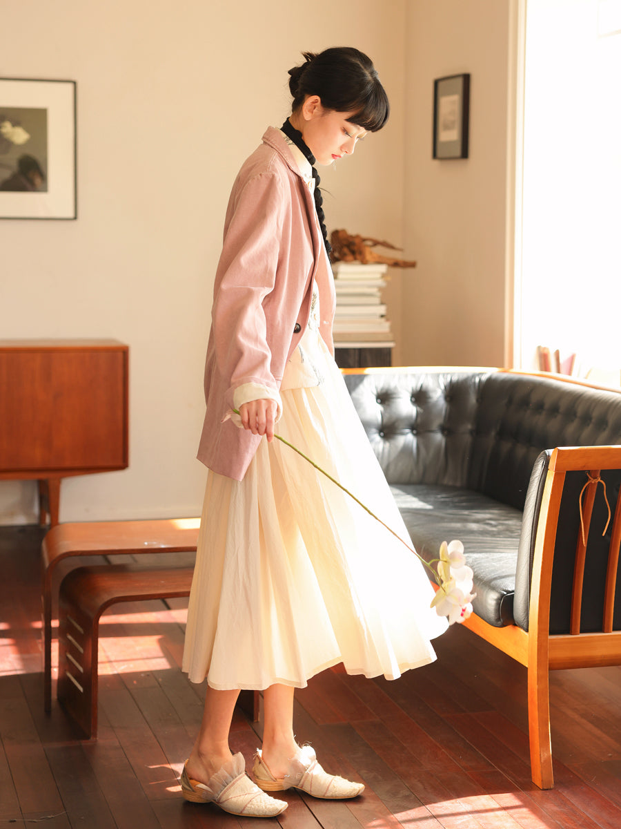 Fluffily Natural Classy Long-Skirt