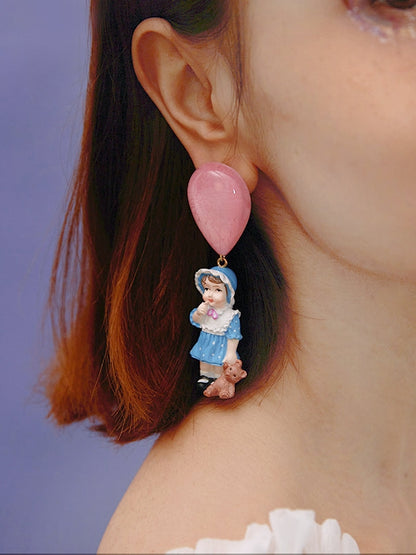 Retro Doll Asymmetric Earrings