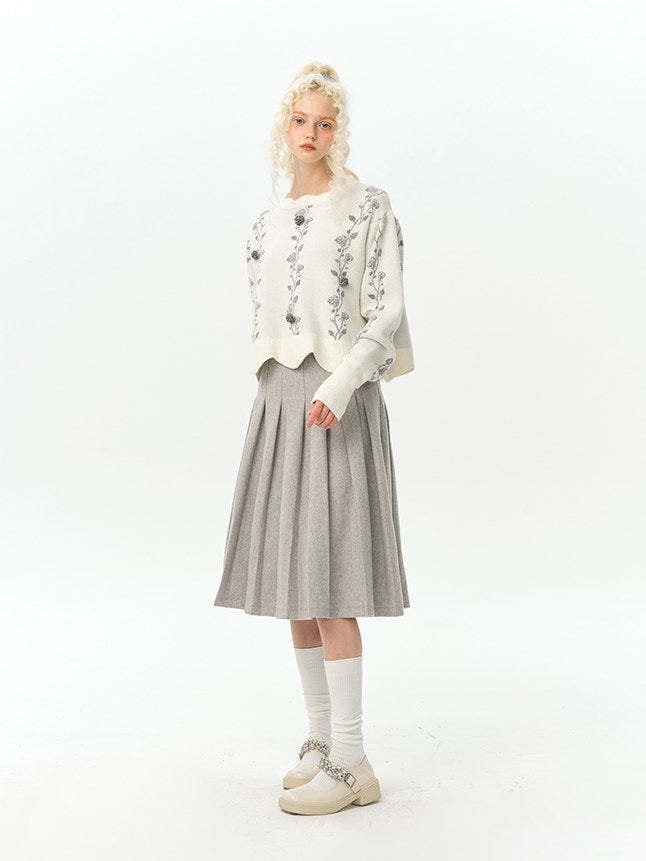 Rose IRREGULAR FLOWER SCALLOP SWEATER KNIT