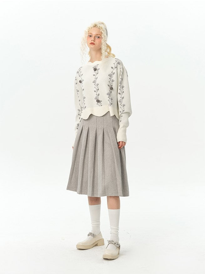 Rose IRREGULAR FLOWER SCALLOP SWEATER KNIT