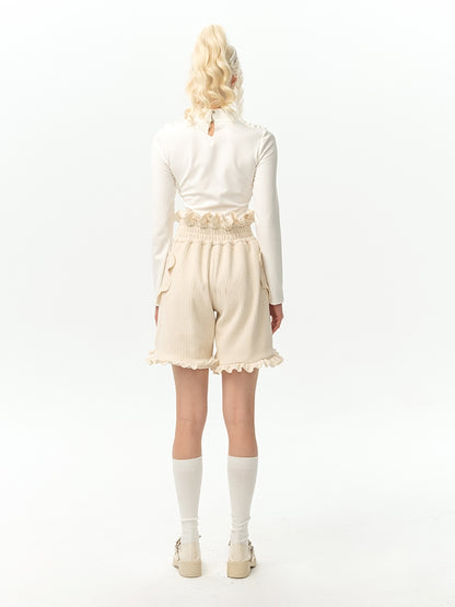 Frill Flower Lace Jacket Short-pants