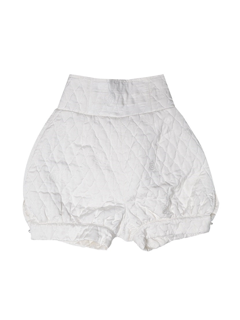 Cute High-waist Quilting Balloon Short-pants